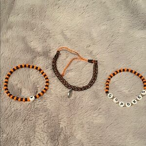 Orange and Black Beaded Bracelets Set